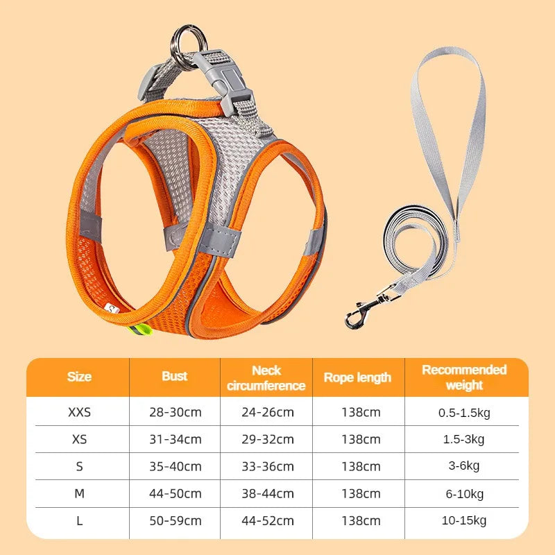 Shedaway Puppy Harness Set Dog Accessories Adjustable Puppy and Cat Harness Vest French Bulldog Chihuahua Small Dog Collar Pet Leash Dogs